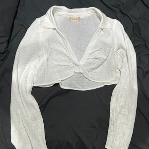 Altar’d State white gauze crop long sleeve top